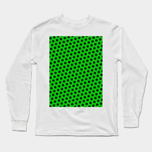 Pattern hexagonal green on black background Long Sleeve T-Shirt